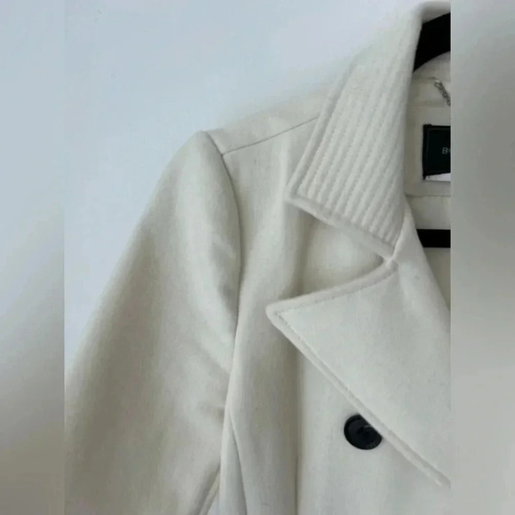 BCBG Maxazria wool Ivory Talia Pea Coat peplum Size XS - Picture 7 of 14